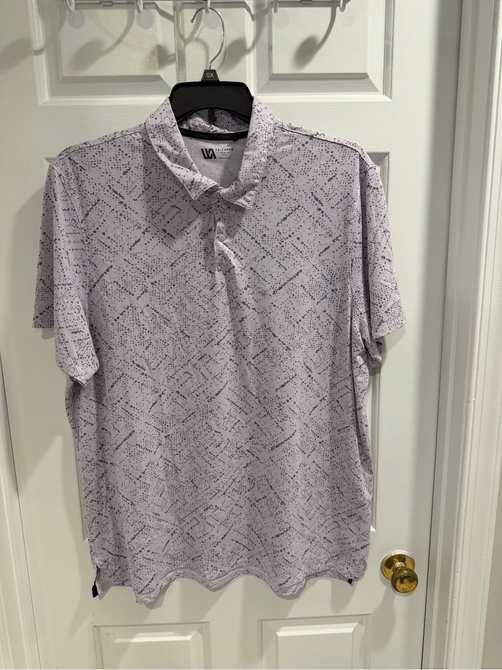 VRST Light Lavender Short-Sleeve Polo with Subtle Geo Print Sz XXL